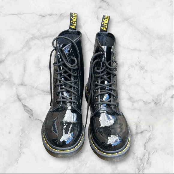 Black Patent Leather Lace-Up Dr. Marten Boots 8M 9L - Picture 8 of 15
